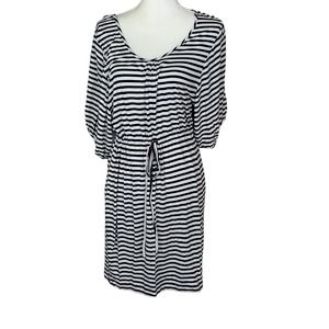 Calvin Klein Black/White Stripe T-Shirt Dress